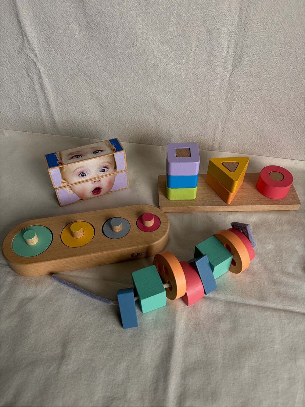 KiwiCo Panda Crate Wooden Early Learning Montessori 4 Toy Bundle